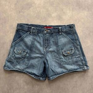 Denim Cargo Pocket Jean Shorts - Blue